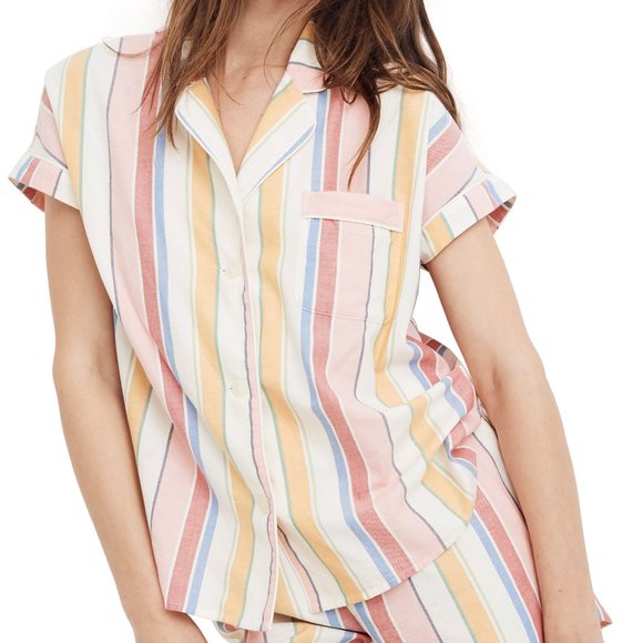 Madewell Rainbow Stripe Bedtime Pajama Top - Picture 1 of 9